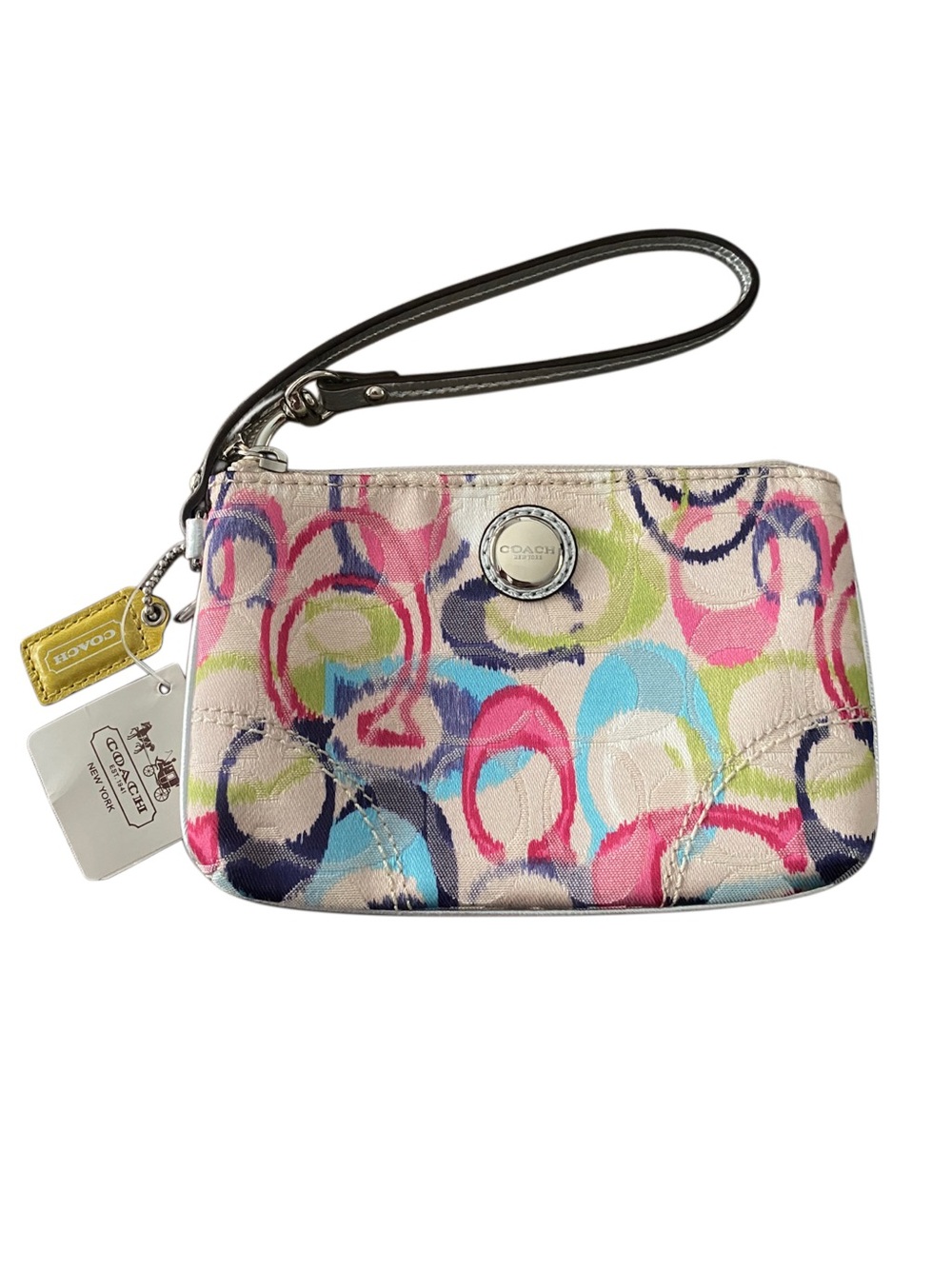 Coach Poppy Signature Scribble Ikat Y2K Wristlet